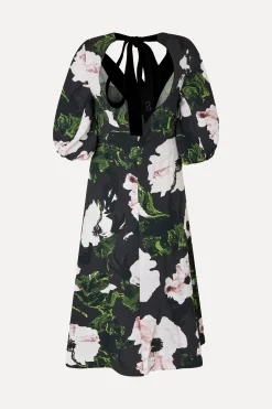 STINE GOYA 3/4 Volume Sleeves Midi Dress - Umber Windflower UmberWindflower Online