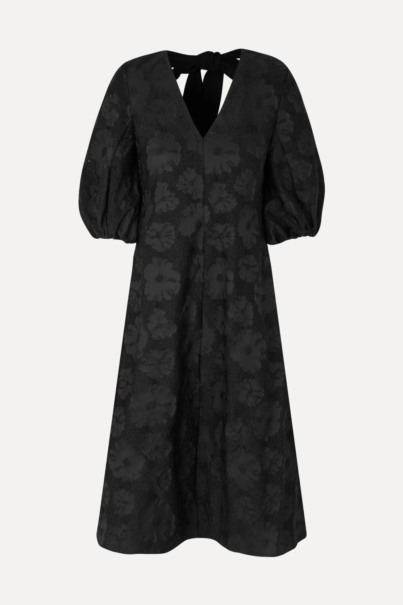 STINE GOYA 3/4 Volume Sleeves Midi Dress - Anemone Jacquard AnemoneJacquard Store