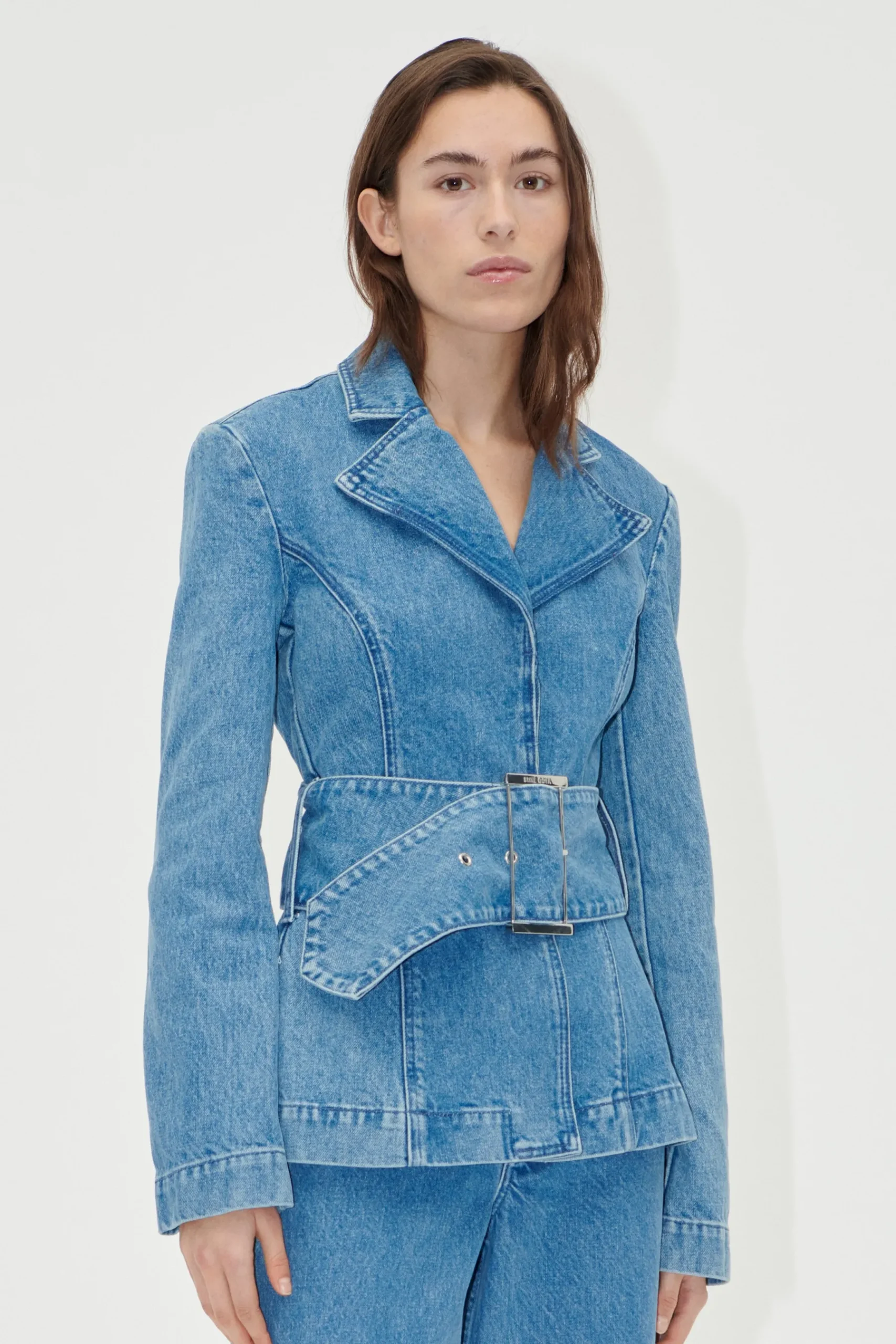 STINE GOYA Belted Tailored Jacket - Denim Blue DenimBlue Flash Sale