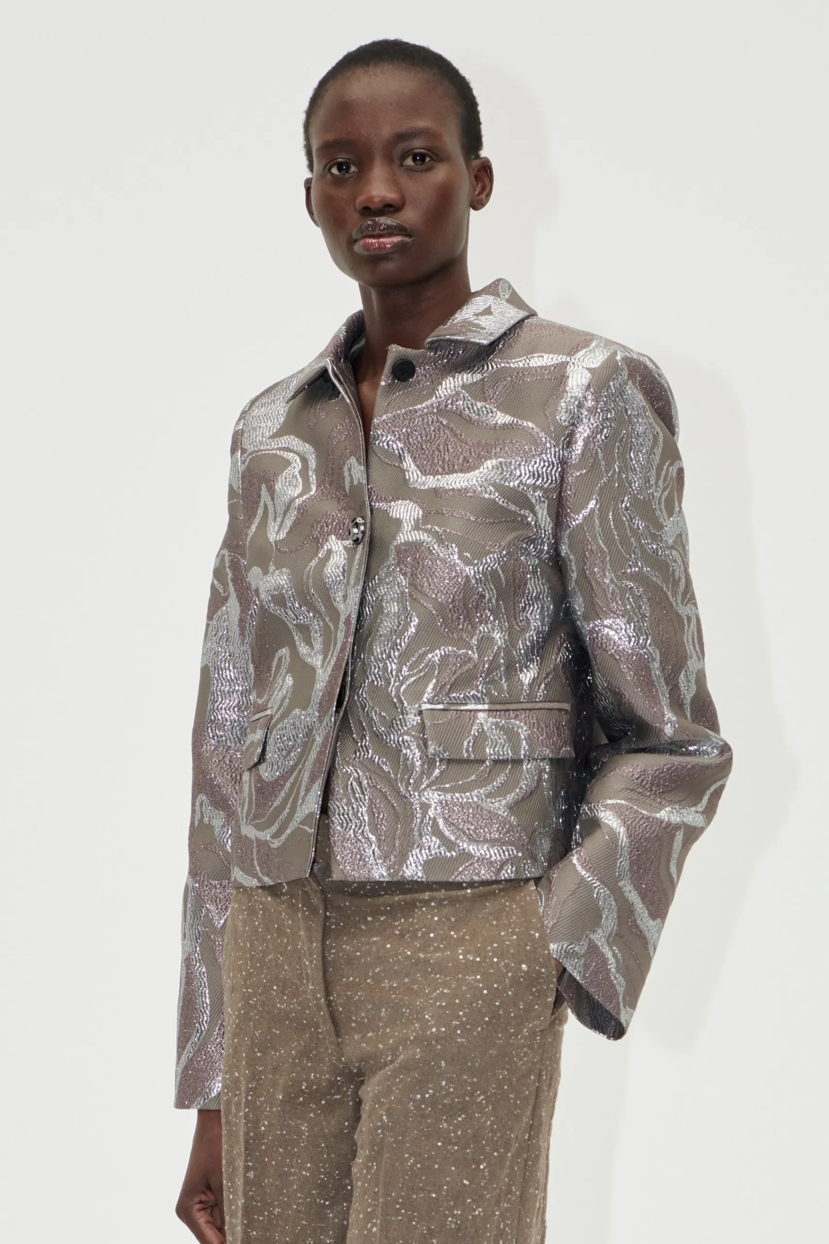 STINE GOYA Boxy Straight Jacket - Abstract Foliage AbstractFoliage Discount