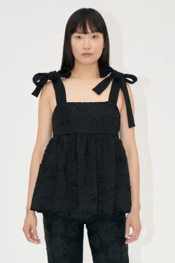 STINE GOYA Contrasted Tie Top - Jet Black JetBlack Best Sale
