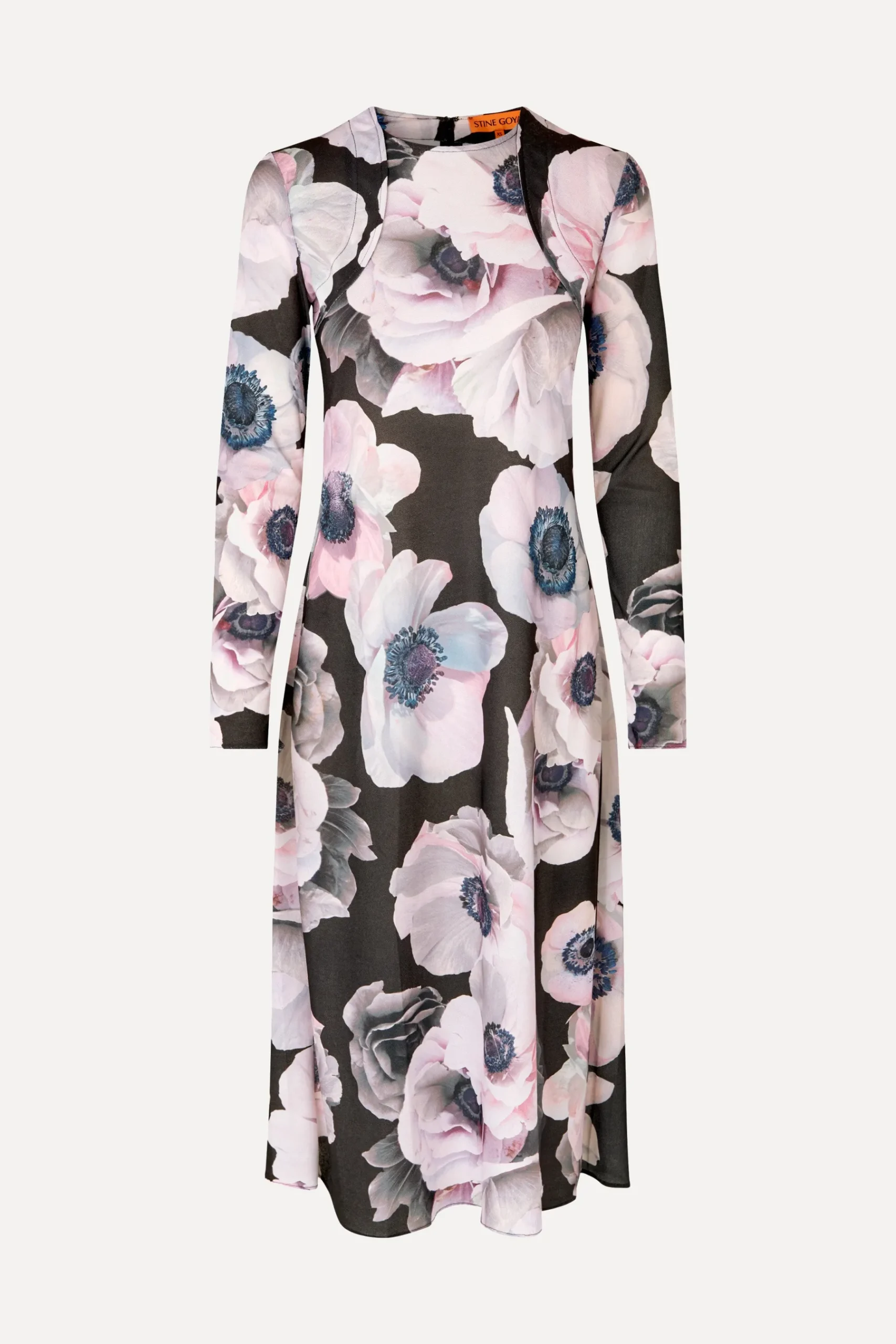 STINE GOYA Crewneck Long Sleeve Midi Dress - Nostalgic Anemone NostalgicAnemone Cheap