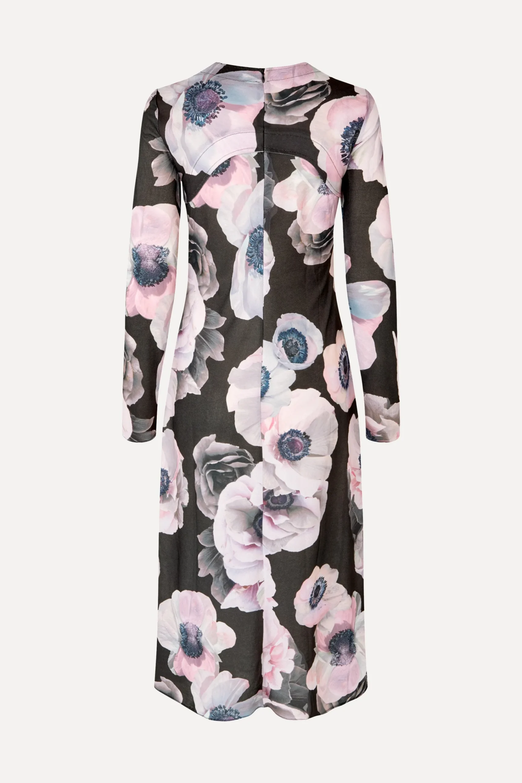 STINE GOYA Crewneck Long Sleeve Midi Dress - Nostalgic Anemone NostalgicAnemone Cheap