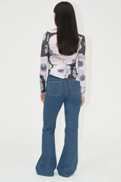 STINE GOYA Denim Flared Pants - Two Tone Denim TwoToneDenim Store
