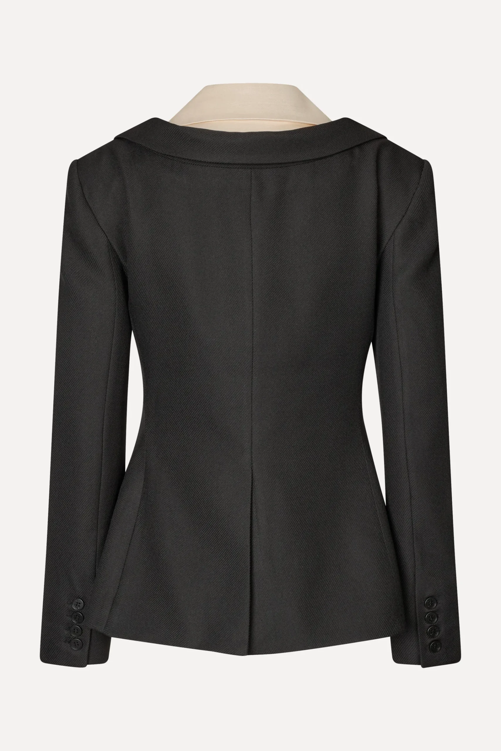 STINE GOYA Double Collar Tailored Jacket - Black / Butter Milk Flash Sale