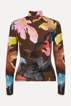 STINE GOYA Elastic High Neck Collared Top - Aquarelle Garden AquarelleGarden Sale