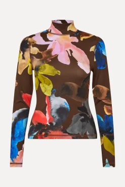 STINE GOYA Elastic High Neck Collared Top - Aquarelle Garden AquarelleGarden Sale