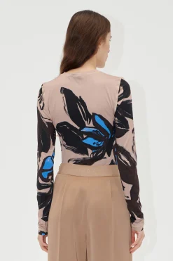 STINE GOYA Elastic Long Sleeve Top - Eccentric Floral EccentricFloral Flash Sale