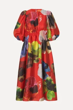 STINE GOYA Elasticated Waist Midi Dress - Bloom In Red BloomInRed Hot