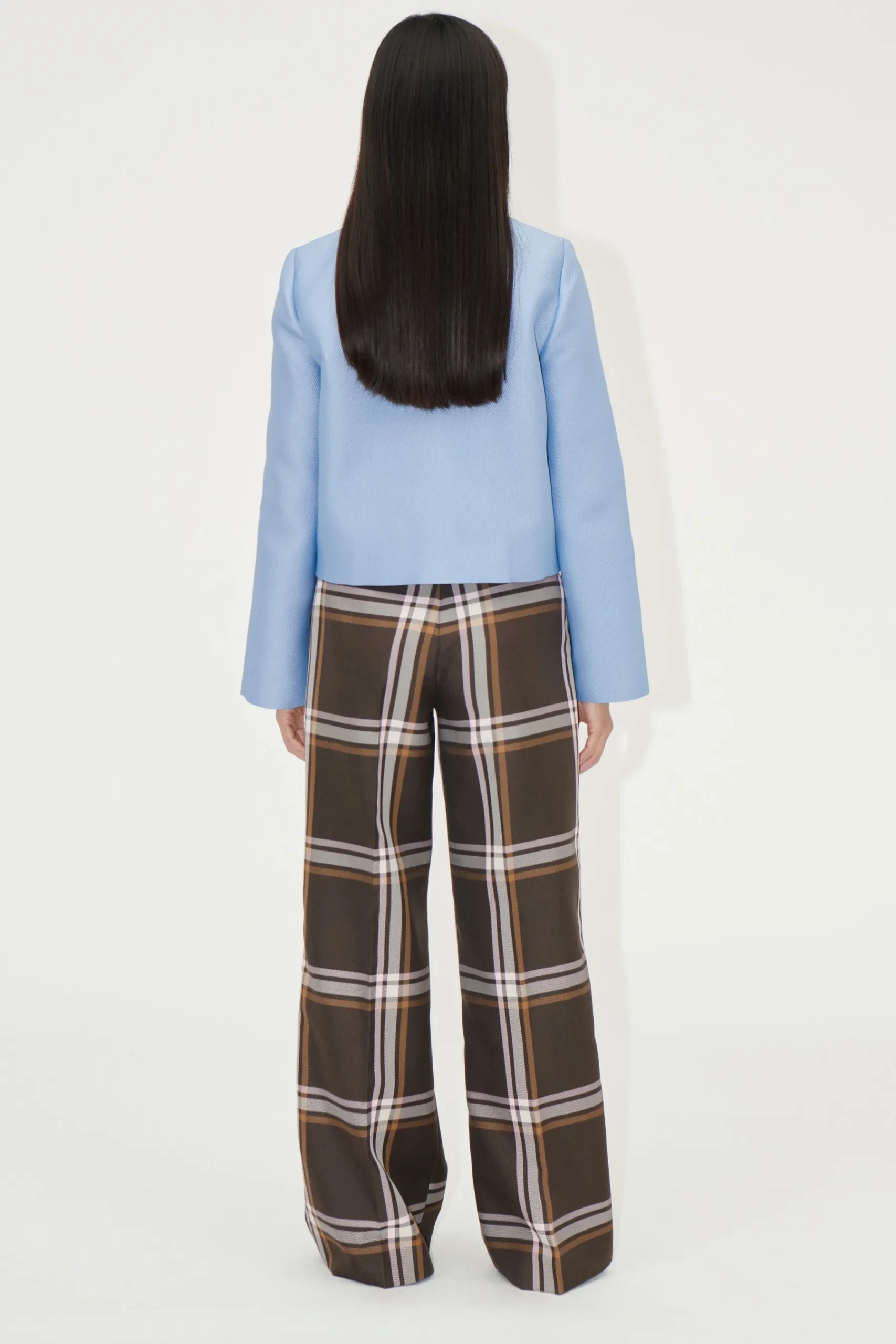 STINE GOYA Front Pleat Long Straight Pants - Weaved Checks WeavedChecks Online