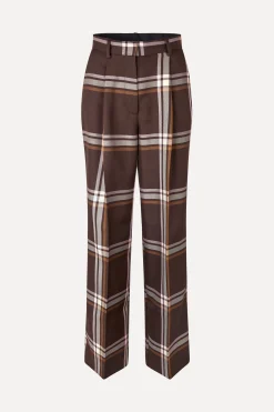 STINE GOYA Front Pleat Long Straight Pants - Weaved Checks WeavedChecks Online