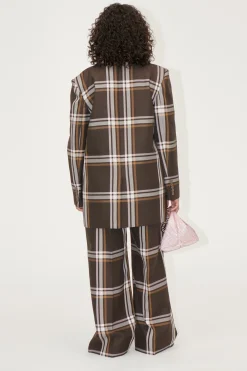 STINE GOYA Front Pleat Long Straight Pants - Weaved Checks WeavedChecks Online