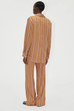 STINE GOYA Gathered Long Pants - Cocoa Stripes CocoaStripes Discount