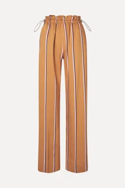 STINE GOYA Gathered Long Pants - Cocoa Stripes CocoaStripes Discount