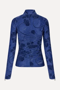 STINE GOYA Gathered Long Sleeve High Neck Collar Top - Fine Line Poppies FineLinePoppies New