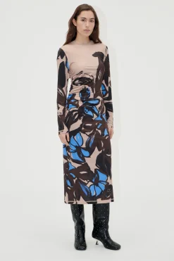 STINE GOYA Gathered Long Sleeve Midi Dress - Eccentric Floral EccentricFloral New