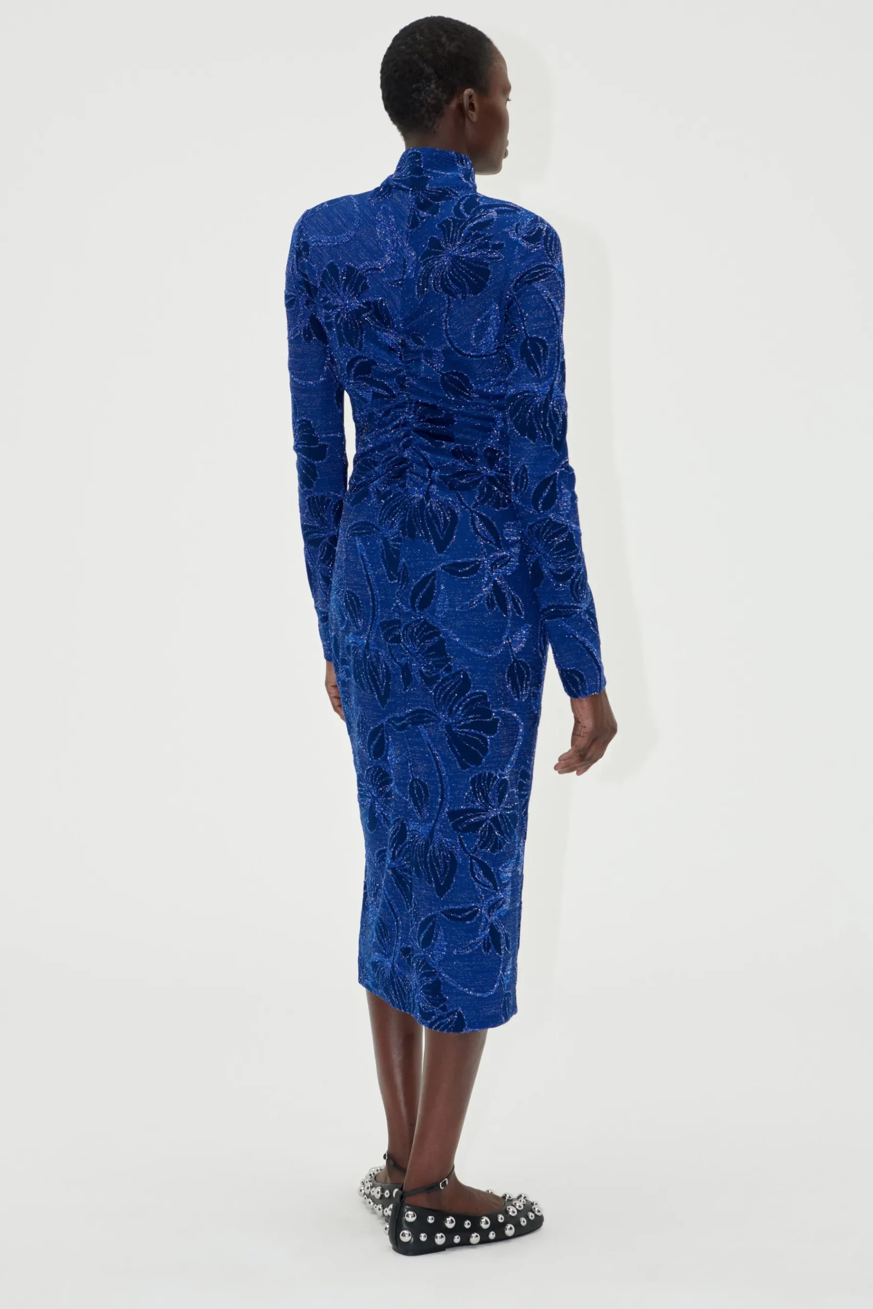 STINE GOYA Gathered Long Sleeve Midi Dress - Fine Line Poppies FineLinePoppies Online