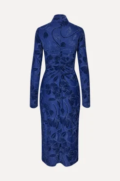 STINE GOYA Gathered Long Sleeve Midi Dress - Fine Line Poppies FineLinePoppies Online