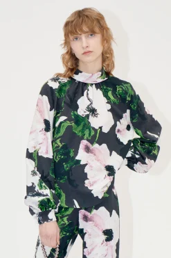 STINE GOYA Gathered Long Sleeve Top - Umber Windflower UmberWindflower Best