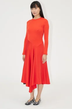 STINE GOYA Long Sleeve Asymmetric Dress - Berry Best