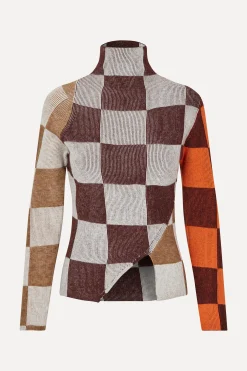 STINE GOYA Long Sleeve Asymmetric Top - Chocolate Combo ChocolateCombo Best