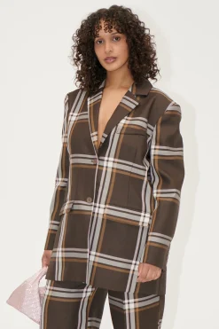 STINE GOYA Long Sleeve Boxy Blazer - Weaved Checks WeavedChecks Outlet