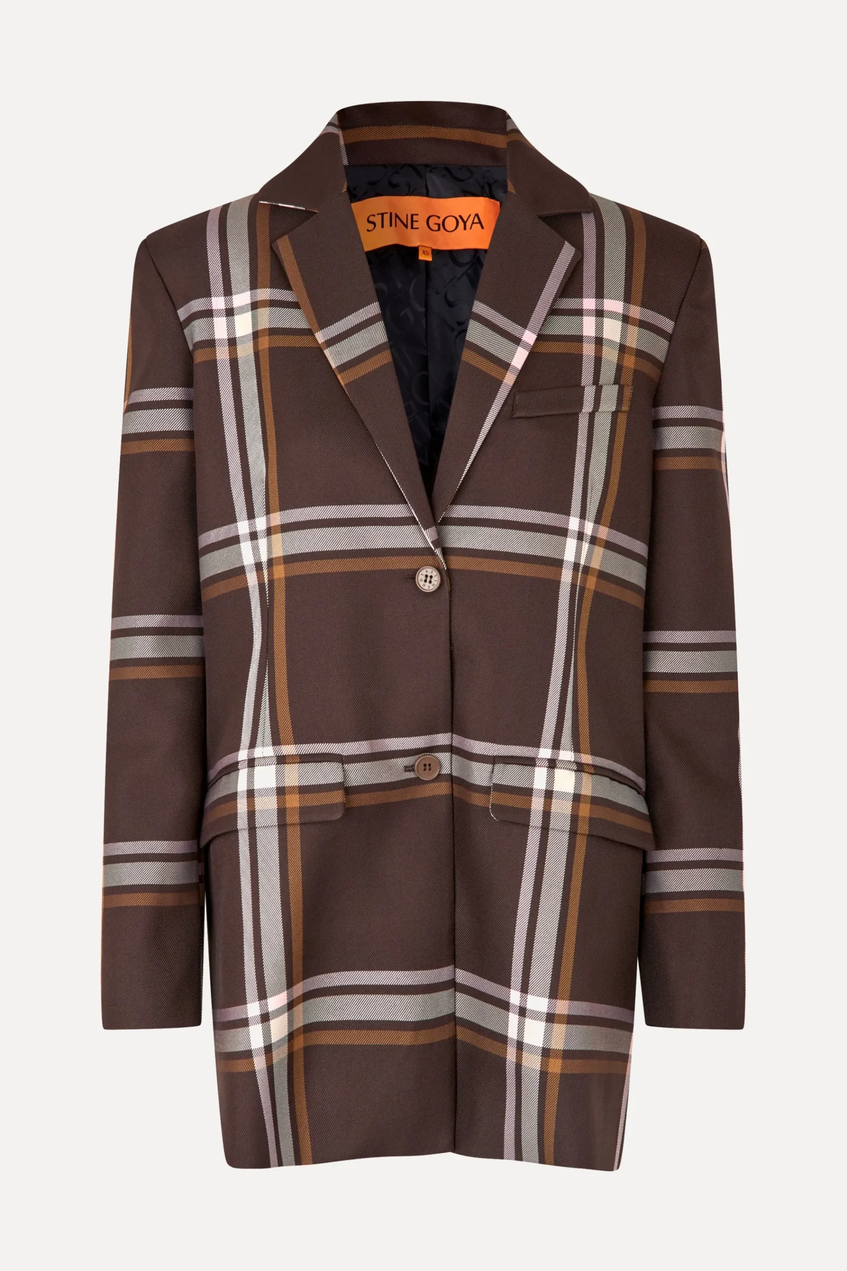 STINE GOYA Long Sleeve Boxy Blazer - Weaved Checks WeavedChecks Outlet