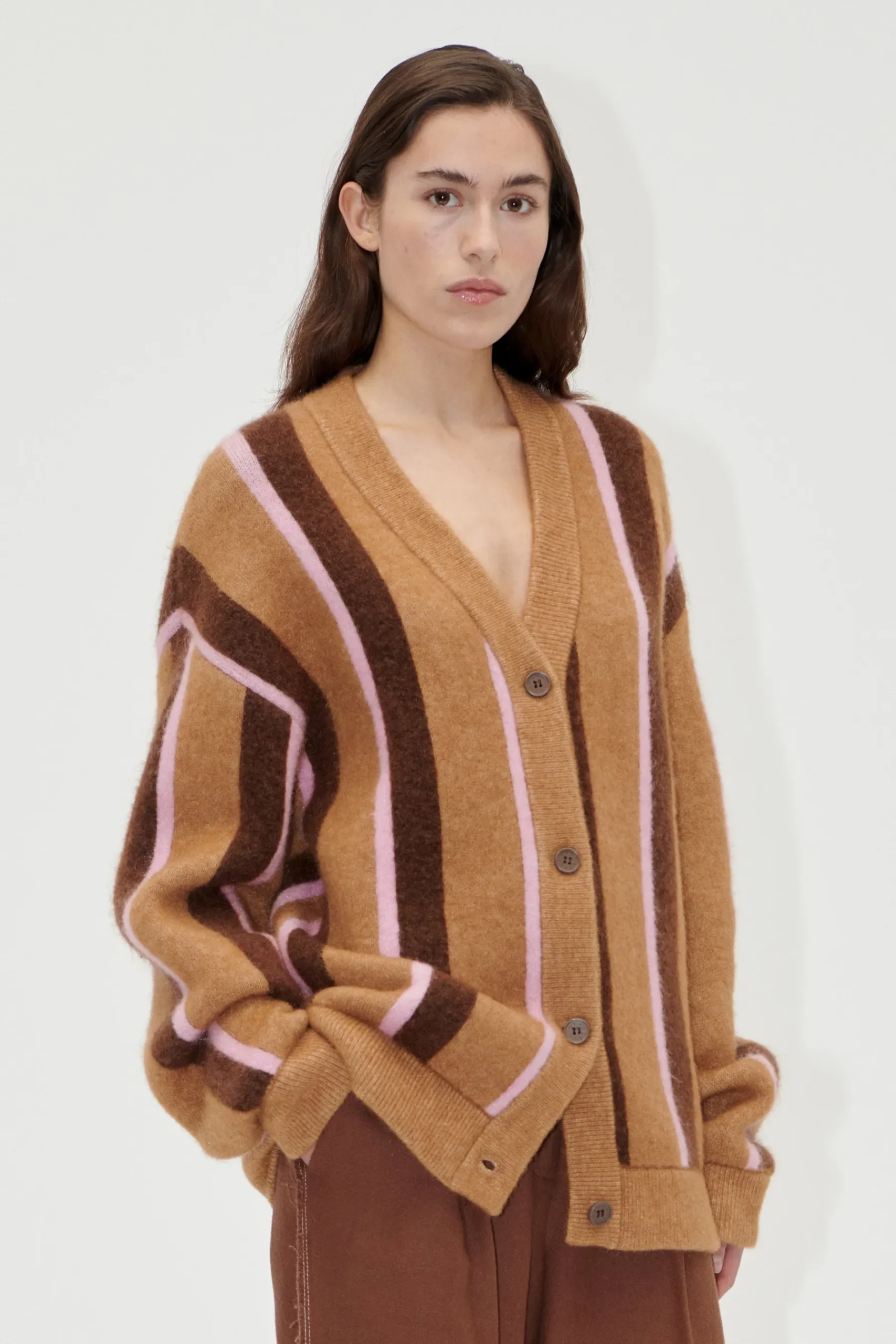 STINE GOYA Long Sleeve Cardigan - Cocoa Stripes CocoaStripes Best Sale