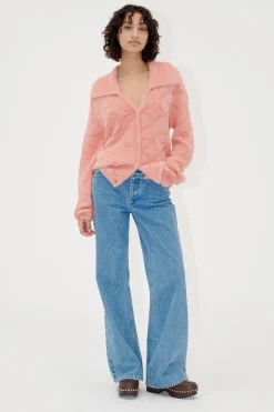 STINE GOYA Long Sleeve Cropped Cardigan - SG Monogram Pink SGMonogramPink Best