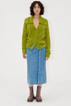 STINE GOYA Long Sleeve Cropped Cardigan - SG Monogram Green SGMonogramGreen Best Sale