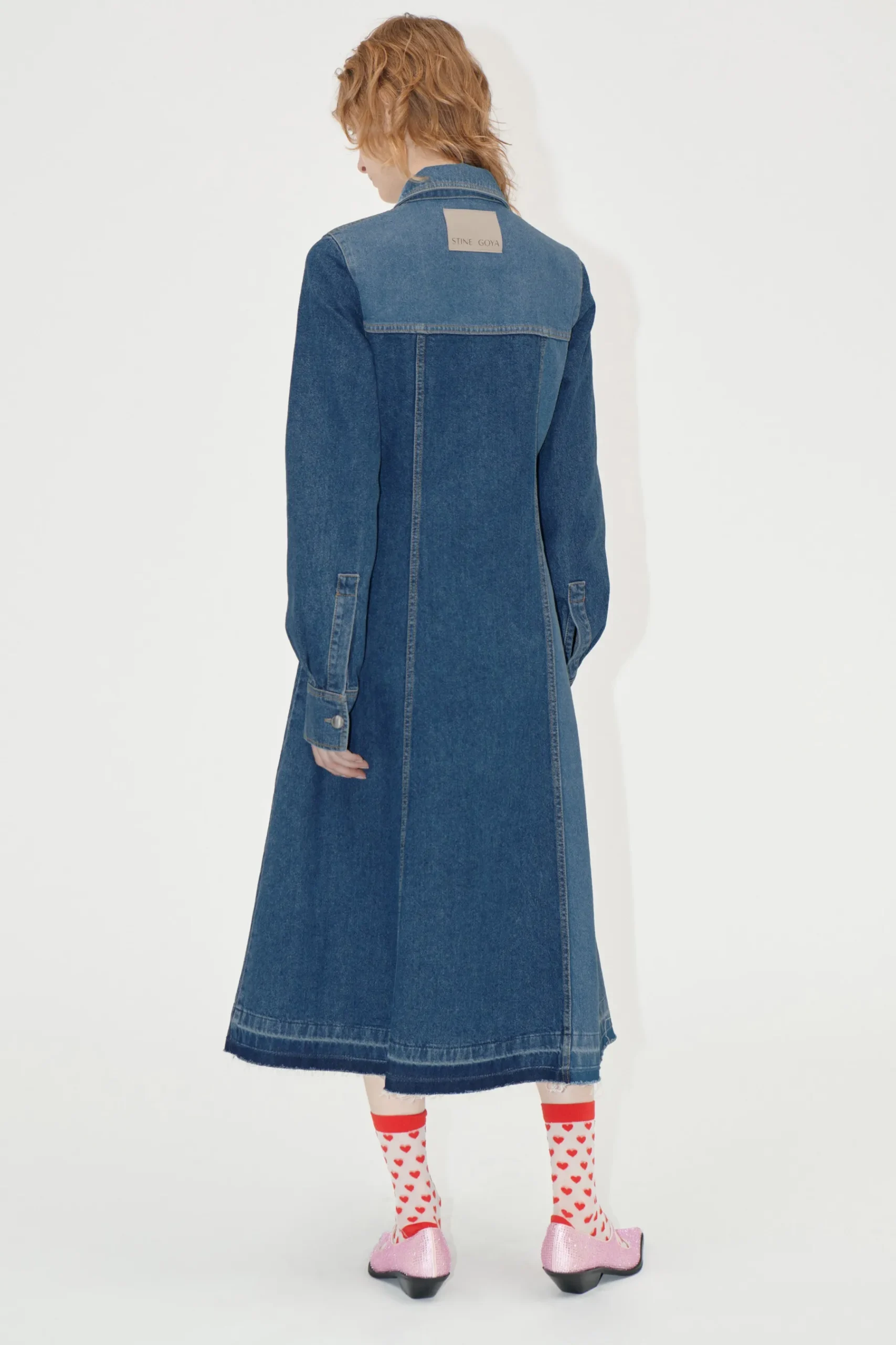 STINE GOYA Long Sleeve Denim Dress - Two Tone Denim TwoToneDenim Cheap