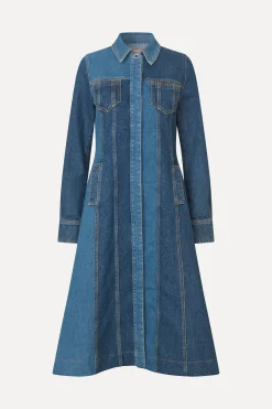 STINE GOYA Long Sleeve Denim Dress - Two Tone Denim TwoToneDenim Cheap