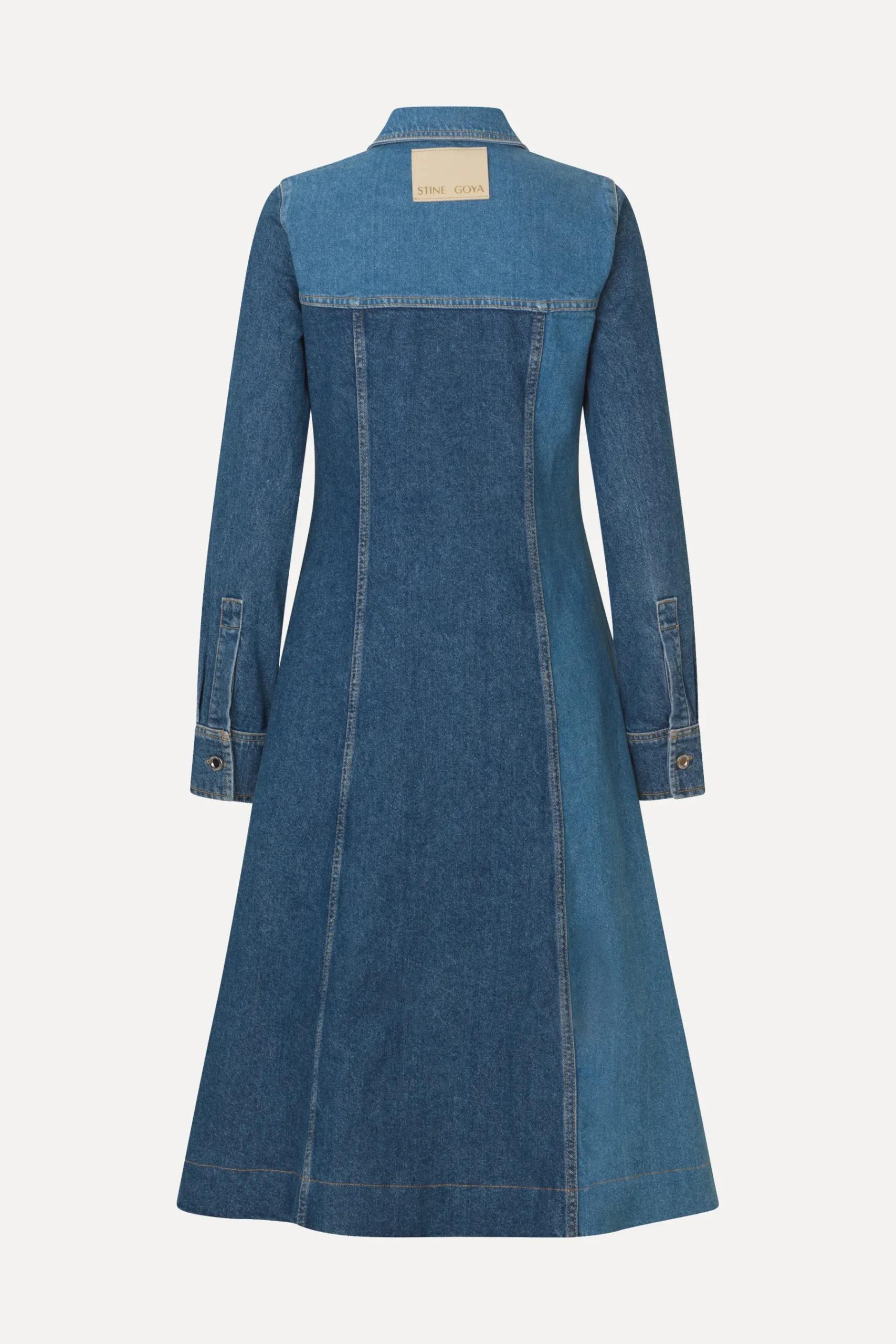 STINE GOYA Long Sleeve Denim Dress - Two Tone Denim TwoToneDenim Cheap