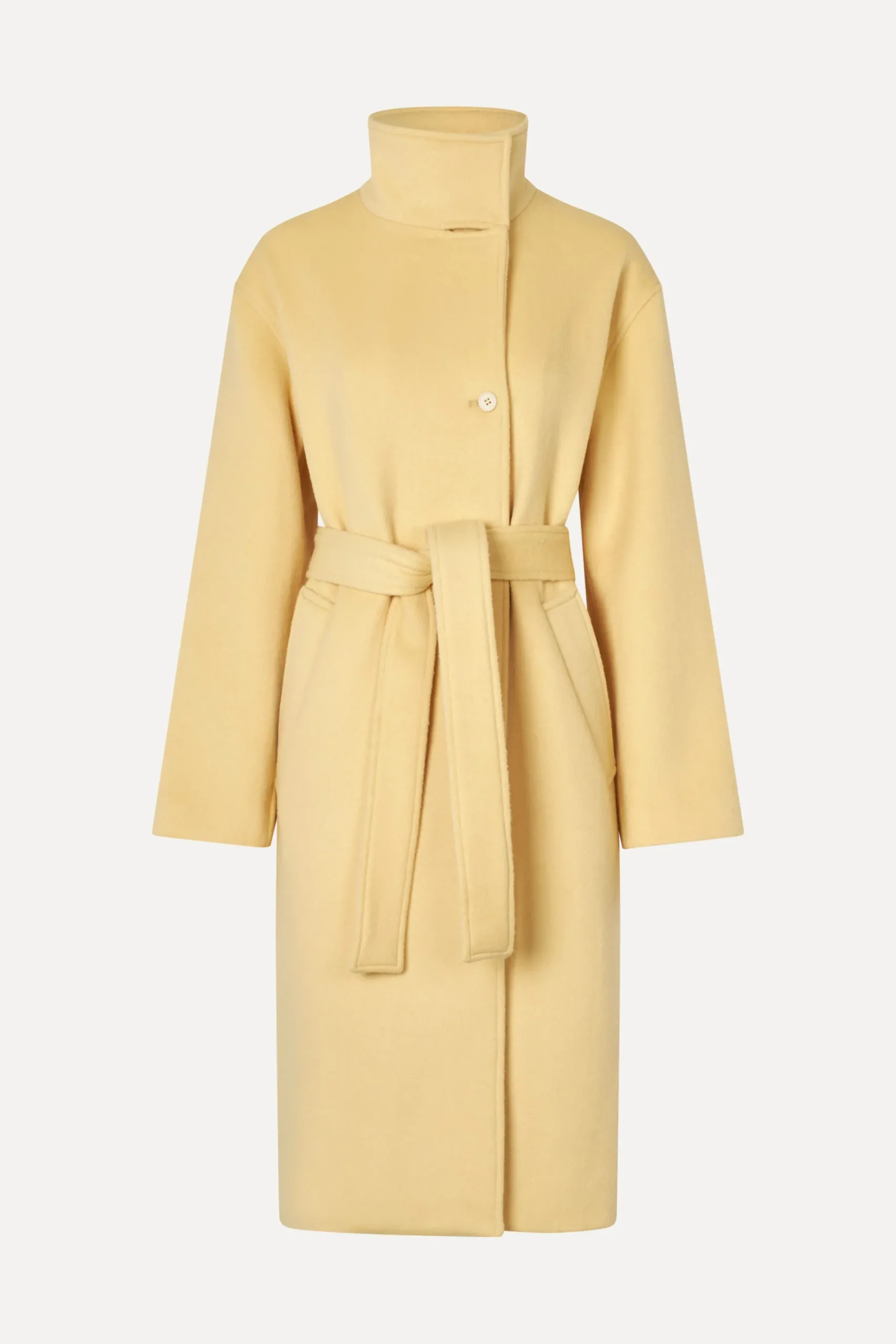 STINE GOYA Long Sleeve High Collar Coat - Butter Milk ButterMilk Hot