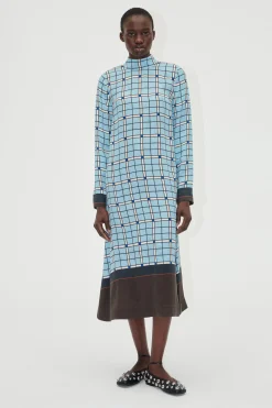 STINE GOYA Long Sleeve Midi Dress - Window Check WindowCheck Flash Sale