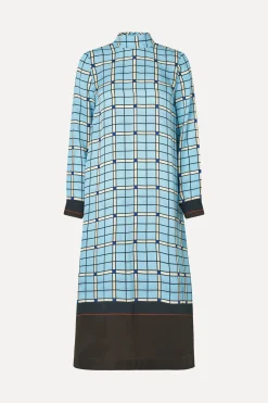 STINE GOYA Long Sleeve Midi Dress - Window Check WindowCheck Flash Sale