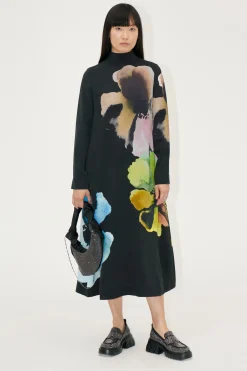 STINE GOYA Long Sleeve Midi Dress - Watercolor Bloom Maxi WatercolorBloomMaxi Cheap