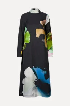 STINE GOYA Long Sleeve Midi Dress - Watercolor Bloom Maxi WatercolorBloomMaxi Cheap