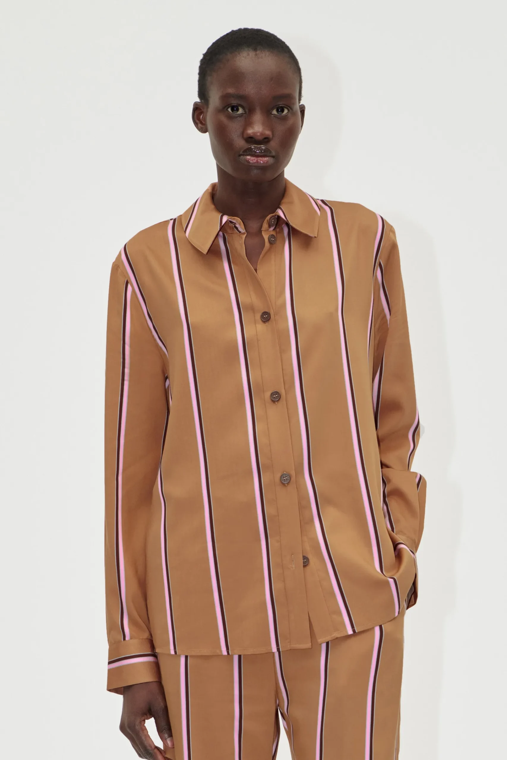 STINE GOYA Long Sleeve Shirt - Cocoa Stripes CocoaStripes Discount