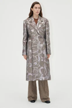 STINE GOYA Long Sleeve Straight Coat - Abstract Foliage AbstractFoliage Shop