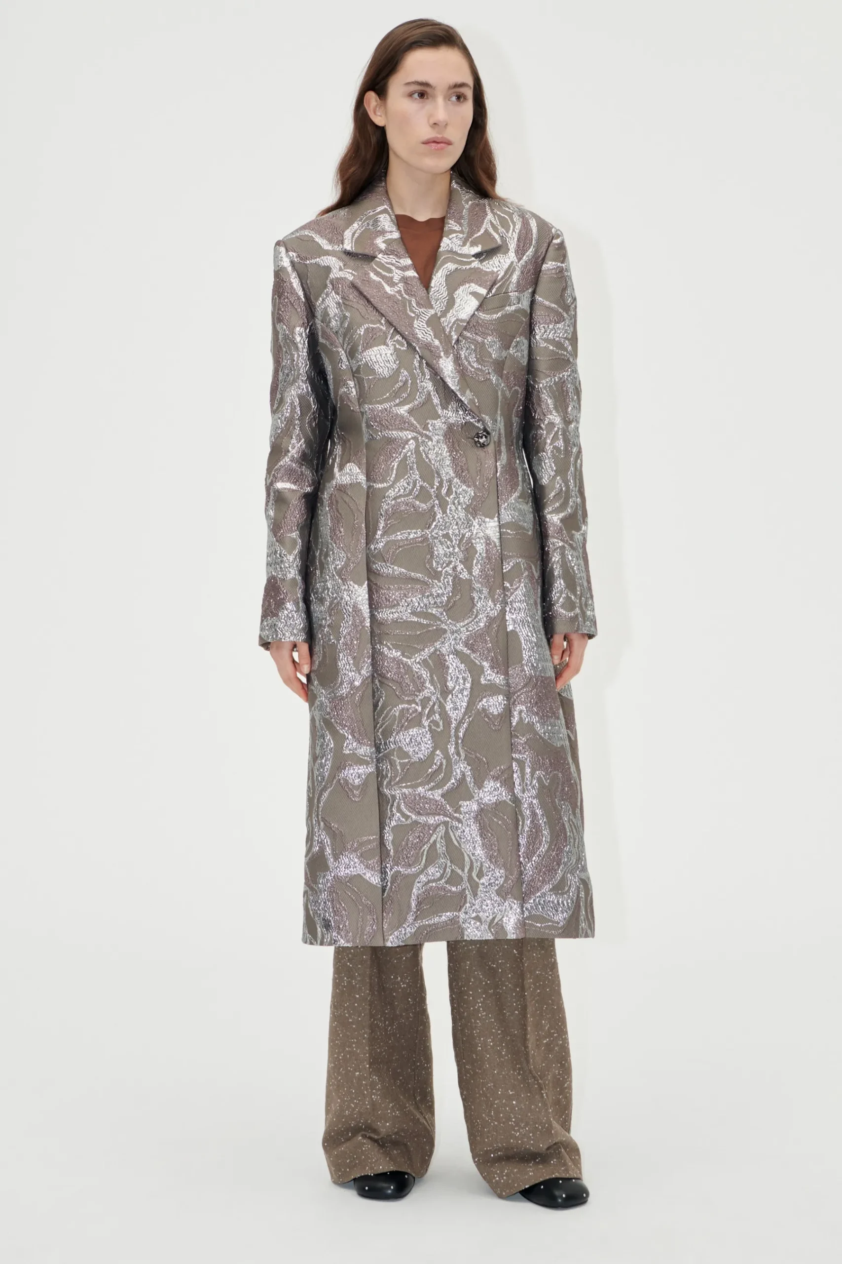 STINE GOYA Long Sleeve Straight Coat - Abstract Foliage AbstractFoliage Shop