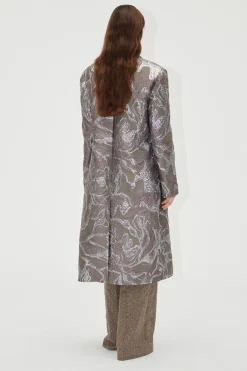 STINE GOYA Long Sleeve Straight Coat - Abstract Foliage AbstractFoliage Shop