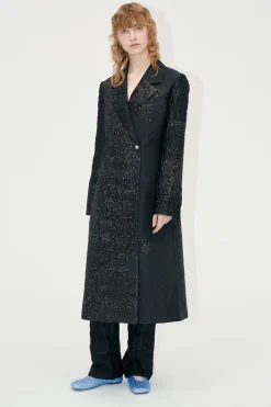 STINE GOYA Long Sleeve Straight Coat - Black Impressionist Hue BlackImpressionistHue Sale