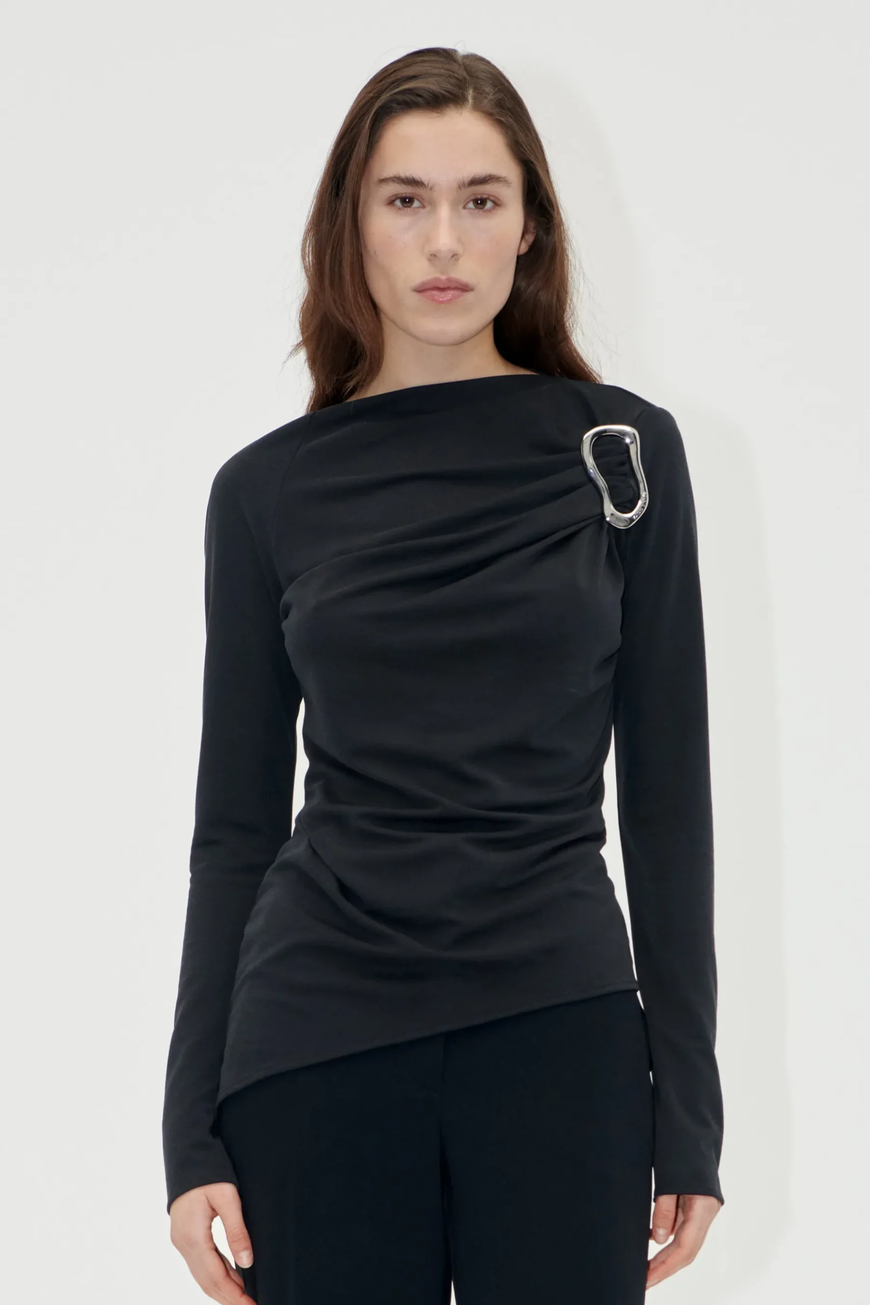 STINE GOYA Long Sleeve Top With Fixed Buckle - Jet Black JetBlack Outlet