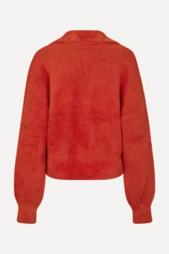 STINE GOYA Long Sleeve V Neckline Collar Jumper - Red Ochre RedOchre Online