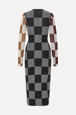 STINE GOYA Midi Fitted Dress - Chocolate Combo ChocolateCombo Outlet