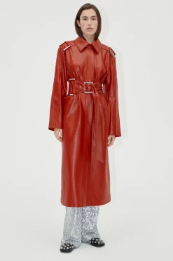 STINE GOYA Oversized Trenchcoat With Buckle Belt - Red Ochre RedOchre Hot