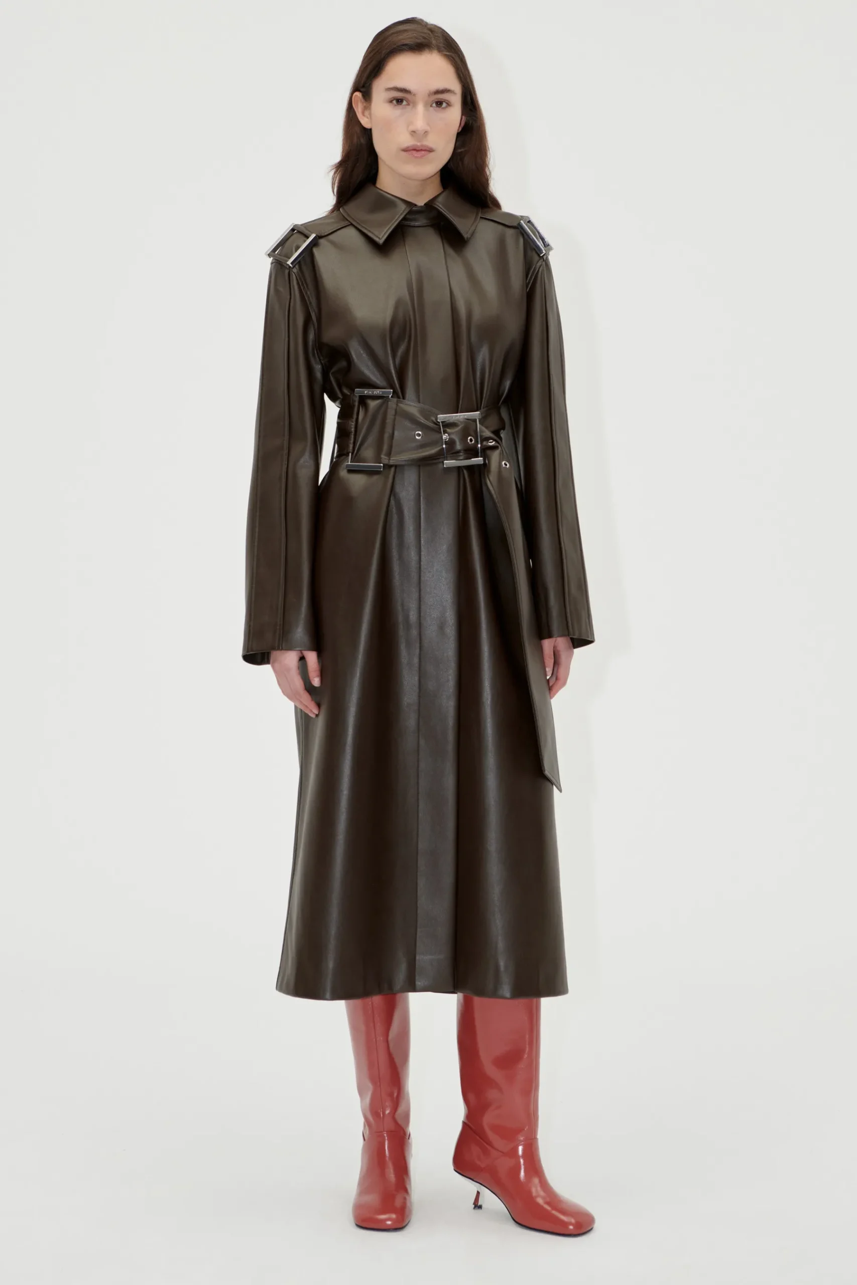 STINE GOYA Oversized Trenchcoat With Buckle Belt - Chocolate Store