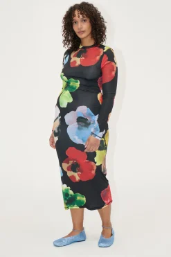 STINE GOYA Pullover Long Sleeve Midi Dress - Watercolor Bloom WatercolorBloom Sale
