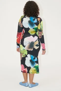 STINE GOYA Pullover Long Sleeve Midi Dress - Watercolor Bloom WatercolorBloom Sale
